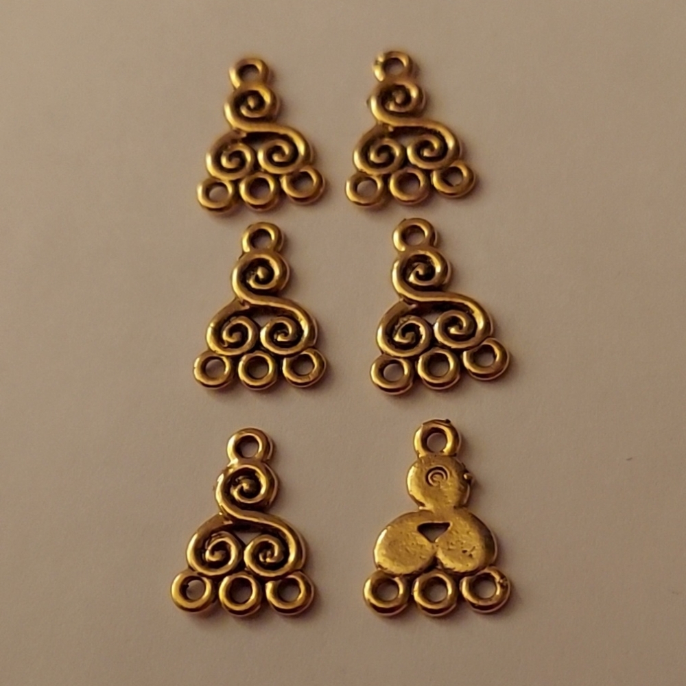 Lot of 12 Gold Electroplate Connectors Bail Charms Pendants  1/2"